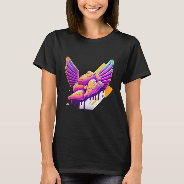 T-shirt Chicken Wings Synthwave 80s Retrowave Aesthetic (Devant)