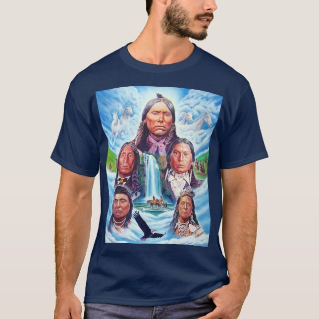 T-shirt Chiefs indiens Amérindiens Mens Navy Blue (Devant)