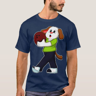 T-shirt Chien à Bowling avec Bowling balle 1