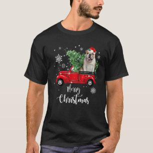 T-shirt Chien à chien anglais équitation Camion rouge Noël