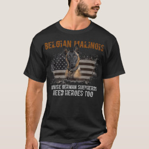 T-shirt Chien à drapeau américain malinois