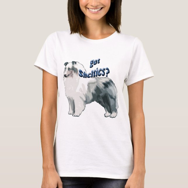 T-shirt Chien à feuilles bleues (Devant)