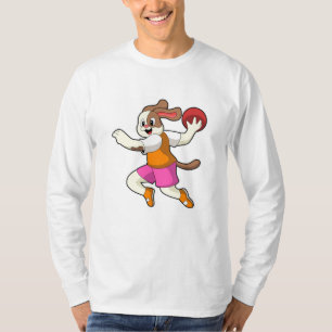 T-shirt Chien à Handball joueur avec Handball