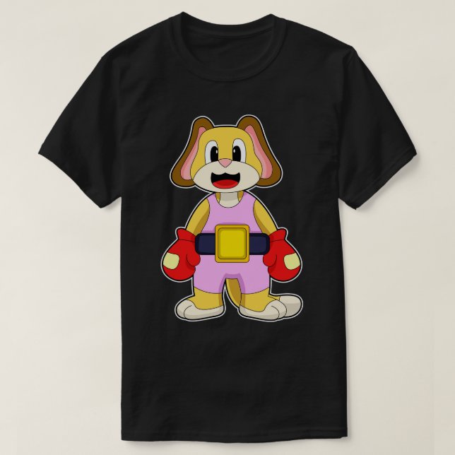 T-shirt Chien à la boxe avec gants de boxe (Design devant)