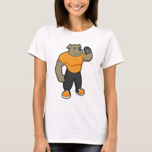 T-shirt Chien à la condition physique avec Dumbbell