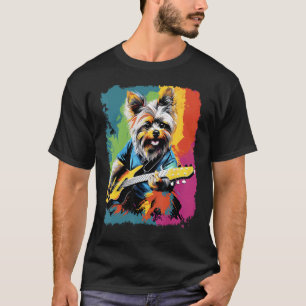 T-shirt Chien à la guitare drôle Yorkshire Terrier