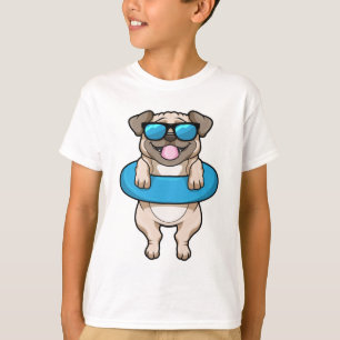 T-shirt Chien à la natation avec anneau de natation