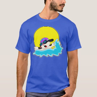 T-shirt Chien à la natation avec lunettes de natation