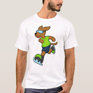 T-shirt Chien à Patinage sur glace avec lunettes