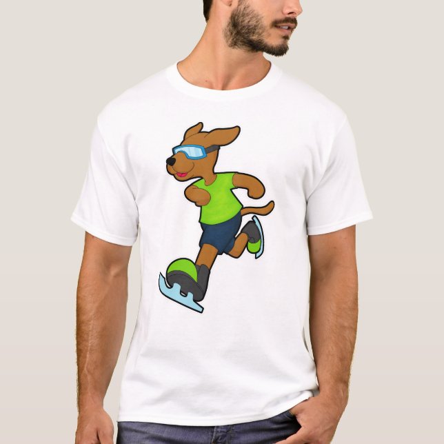 T-shirt Chien à Patinage sur glace avec lunettes (Devant)