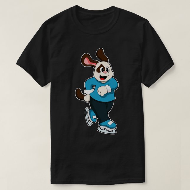 T-shirt Chien à Patinage sur glace avec Patins sur glace 1 (Design devant)