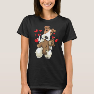 T-shirt Chien À poils durs Fox Terrier avec animal farci