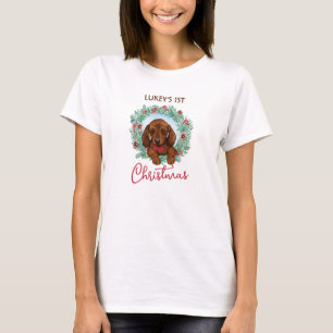 T-shirt Chien à saucisse de la chienne de Noël