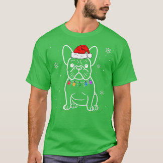 T-shirt Chien à taureaux français Noël Lumières Noël Noël 