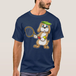 T-shirt Chien à Tennis avec Casquette de raquette de tenni