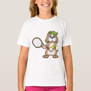 T-shirt Chien à Tennis avec raquette de tennis & Casquette