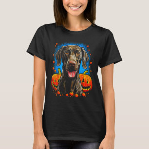 T-shirt Chien allemand Pointeur cheveux Halloween Citrouil