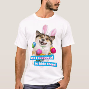 T-shirt Chien allongé sur des œufs de Pâques
