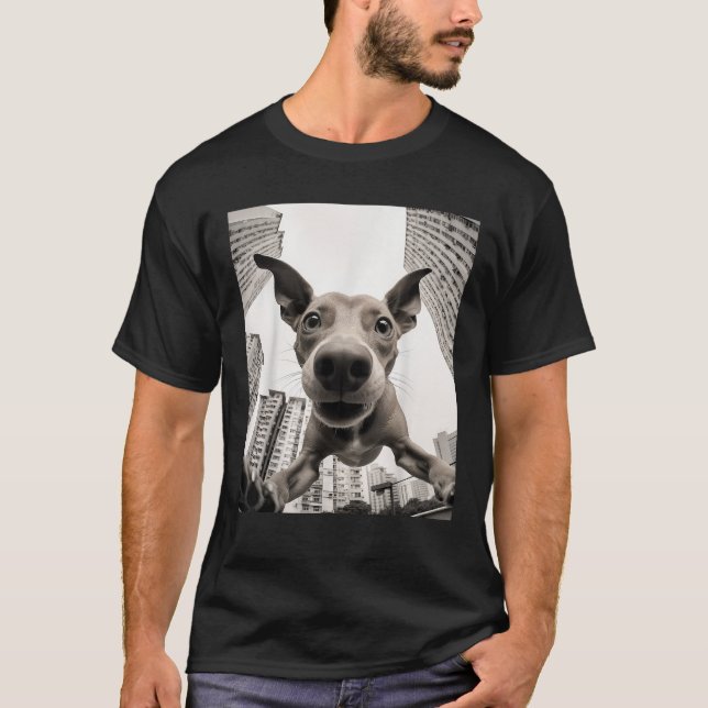 T-shirt Chien amusant selfie photo T Shirt (Devant)