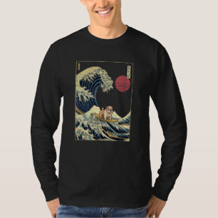 T-shirt Chien anglais Bulldog japonais Kanagawa Wave Surf 