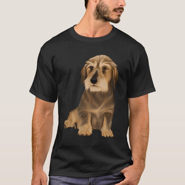 T-shirt Chien assis à poils durs Dachshund (Devant)