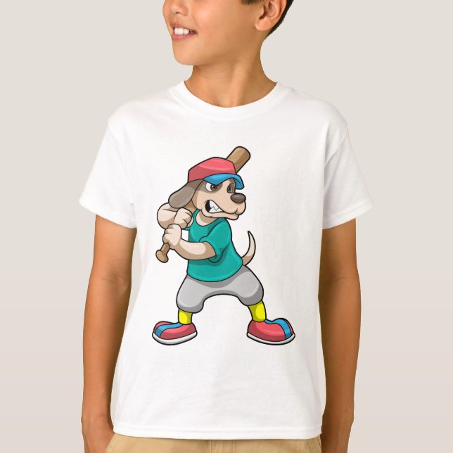 T-shirt Chien au baseball avec batte de baseball (Devant)
