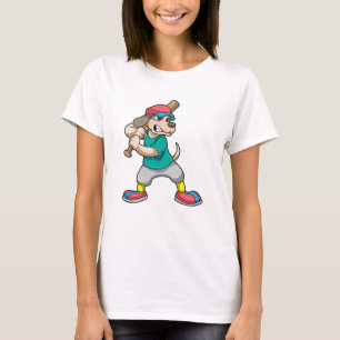 T-shirt Chien au baseball avec batte de baseball