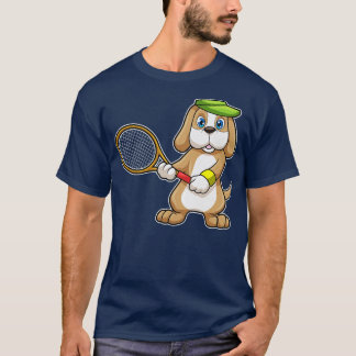 T-shirt Chien au Tennis avec Casquette de raquette de Tenn
