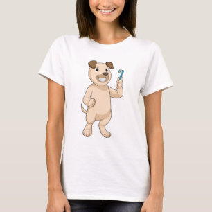 T-shirt Chien avec brosse à dents