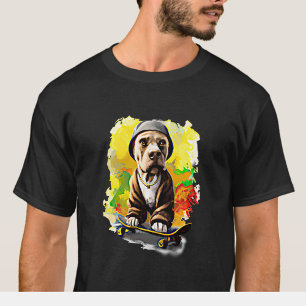 T-shirt Chien avec casque sur skateboard