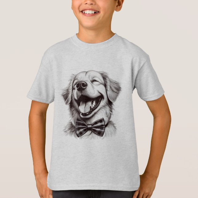 T-shirt chien avec cravate arc rire (Devant)