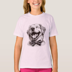 T-shirt chien avec cravate arc rire