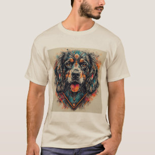 T-shirt Chien avec design abstrait moderne
