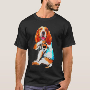T-shirt Chien Basset Hound J'aime Maman Tatouage Chien Fêt