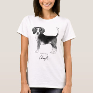 T-shirt Chien beagle En Noir Et Blanc Et Texte Personnalis