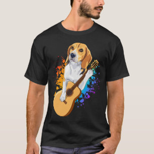 T-shirt Chien beagle Jouant Acoustique Guitare Hommes