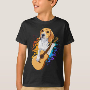 T-shirt Chien beagle Jouant Guitare Acoustique Garçon
