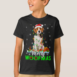 T-shirt Chien Beagle Joyeux Woofmas Drôle de Lumières de N