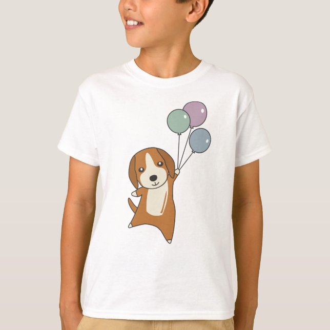 T-shirt Chien beagle Monte Avec Des Ballons (Devant)