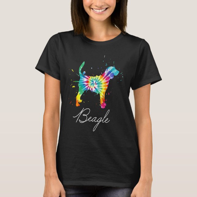 T-shirt Chien beagle Tie Dye Rainbow Chien Maman Aimer r (Devant)