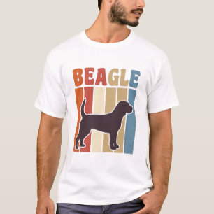 T-shirt Chien Beagle Vintage Dessin Vectoriel Rayure Rétro