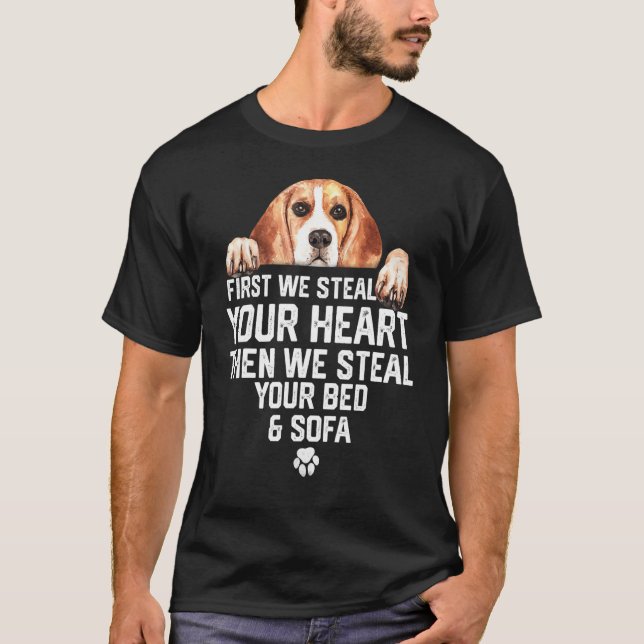 T-shirt Chien beagle Voler votre coeur Voler votre lit et  (Devant)
