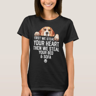 T-shirt Chien beagle Voler votre coeur Voler votre lit et