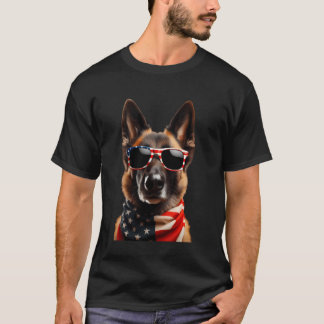 T-shirt Chien belge laekenois 4 juillet Américain Indepen