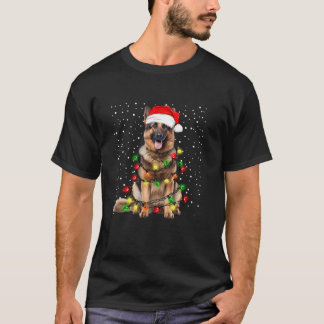 T-shirt Chien berger allemand avec phare à cordes pour Noë