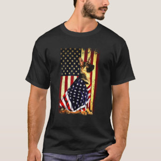 T-shirt Chien berger allemand Drapeau américain Chien patr