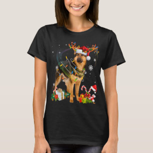 T-shirt Chien berger allemand éclaire Santa Hat Xmas Tree