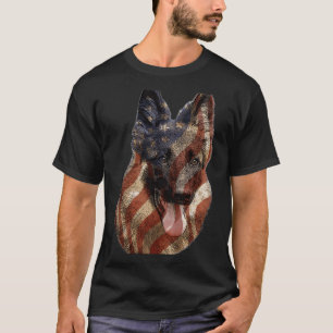 T-shirt Chien berger allemand États-Unis Drapeau américain