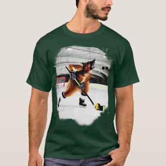 T-shirt Chien berger allemand jouant au hockey sur glace