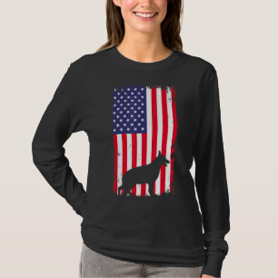 T-shirt Chien berger allemand vintage Drapeau américain Pa